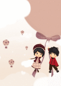 Balon d'amour avec deux enfants heureux
